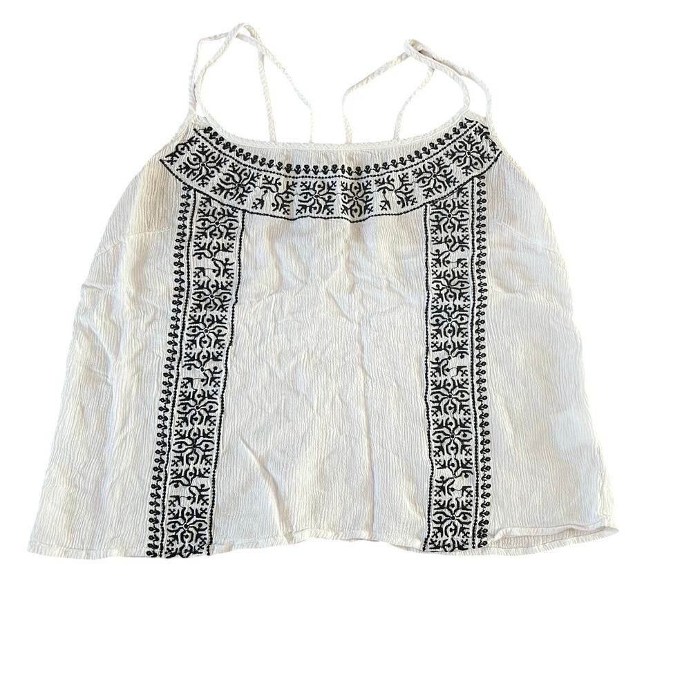 Charlotte Russe Y2K Cropped Embroidered Boho Flowy Cami | L